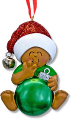 Ornaments by Elves - Personalized Baby Red Christmas Ball Ornaments 2024 - Customized Baby Red Balls Christmas Decorations African-American Ornaments for Christmas Tree in a Giftable Packaging