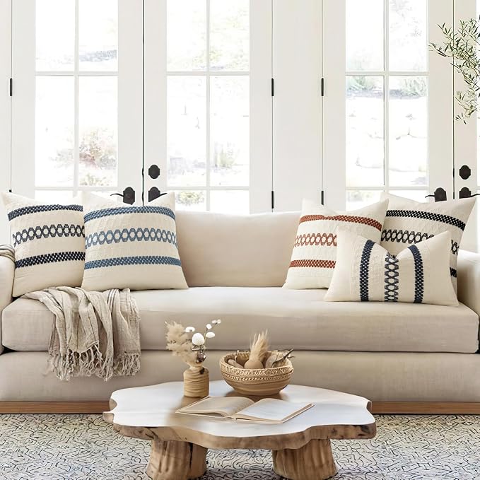 MIULEE Set of 2 Black Boho Decorative Pillow Covers 20x20 Inch | Farmhouse - Image 3