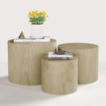 Vikiullf Nesting Coffee Table Set of 3, Round Wooden Coffee Tables, Modern Circle Table for Living Room Side Table End Table, Saving Space Design and No Need Assembly,Natural Wood Grain
