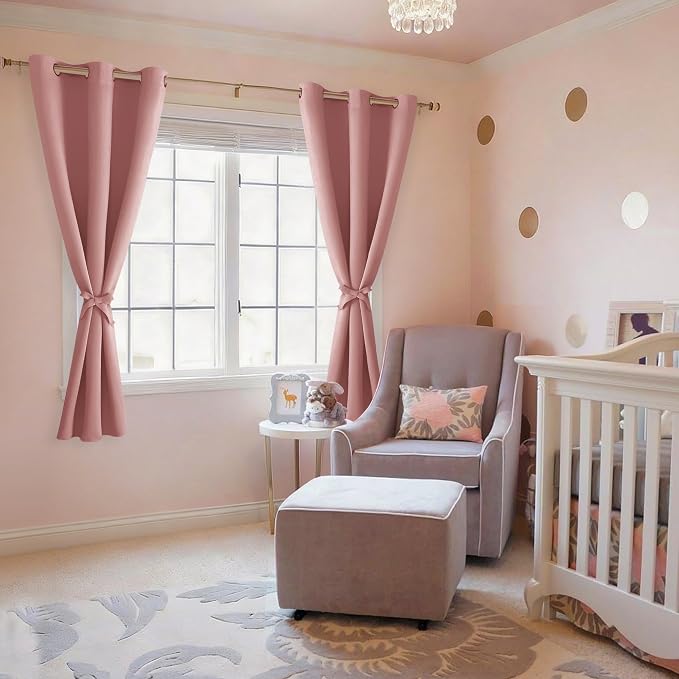 Room Darkening Curtains for Bedroom 2 Panels Dusty Rose 38x72 Inch | Noise - Image 6