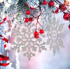 6pcs Large Silver Snowflakes Ornaments 12” Big Plastic Glitter Snowflake for Winter Indoor Outdoor Christmas Tree Window Room Decorations Giant Craft Snowflakes