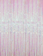 GOER 6.4 ft x 9.8 ft Metallic Tinsel Foil Fringe Curtains,Pack of 2 Party Streamer Backdrop for Unicorn Birthday,Graduation Decorations and New Year Eve (Iridescent)