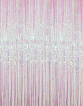 GOER 3.2 ft x 9.8 ft Metallic Tinsel Foil Fringe Curtains Party Photo Backdrop Party Streamers for Birthday,Graduation,New Year Eve Decorations Wedding Decor (4 Packs,Iridescent)