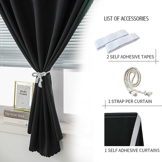 Stick On Blackout Curtains No Drill Required Self Adhesive Window Coverings - Image 2