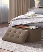 Storage Ottoman Bench, Folding Ottoman Foot Rest, 15 x 30 x 15 Inches, End of Bed Bench,Storage Chest, for Living Room, Bedroom, Hallway, Entryway, Brown