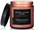M&SENSE Sandalwood Rose Scented Candle - 11.6oz Natural Soy Wax Non Toxic 70-Hour Burn Long Lasting Candle, 2-Wick Strong Scent for Home - Slow-Burning Housewarming Gift for Men & Women