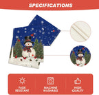Artoid Mode Snowman Birds Trees Christmas Table Runner, Seasonal Blue Winter Holiday Kitchen Dining Table Decoration for Home Party Decor 13 x 60 Inch