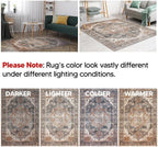 Keen Home Design 10x14 Rug - Machine Washable Area Rug with Non-Slip Backing, Ideal for Living Room, Dining Room, Bedroom - Vintage, Easy Clean, Durable, Low Pile Rug - (9'7" x 14')
