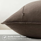 MIULEE Decorative Linen Euro Sham Pillow Covers 24x24 Inch Coffee | Boho - Image 6