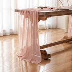 Keketo Pink Table Runner Cheese Cloth Rustic Gauze Cheesecloth Table Runner 120 Inch 10 FT for Wedding Baby Shower Bridal Shower Party Sheer Boho Home Tea Party Decorations