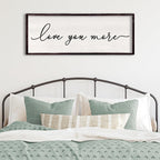 Love You More Above Bed Wall Decor Sign 32"×12" for Master Bedroom Over Bed Large Simple Wood Framed Hanging Wall Art (Black)