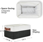 DULLEMELO Small Storage Baskets 6 Pack, Fabric Collapsible Gift Storage Baskets for Shelves, Closets, Nursery, Home, Office Organizing,Small Canvas Linen Rectangular Storage Bins (White&Black)