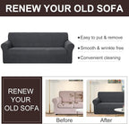 U-NICE HOME Loveseat Cover Stretch Couch Cover Sofa Slipcover, Dark Grey | 2 - Image 5