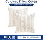 MIULEE Corduroy Decorative Throw Pillow Covers 18x18 Pure White Pack of 2 | - Image 9