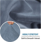 H.VERSAILTEX Velvet Stretch Couch Cushion Cover Plush Cushion Slipcover for Chair Loveseat Sofa Cushion Furniture Protector Seat Cushion Sofa Cover (3 Piece XL Sofa Cushion Covers, Stone Blue)