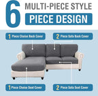 H.VERSAILTEX Sectional Couch Covers 6 Pieces Stretch Sofa Covers - Image 3