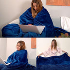 Classic Blue Fleece Plush Throw Blanket 50"x60"for Couch Fuzzy Cozy Flannel | - Image 2