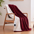Sealy Electric Blanket Throw Size 50"*60",Super Cozy Flannel to Sherpa Reversible Heated Blanket Throw with 6 Heating Levels & 2-10 Hours Auto Off Overheating Protection Machine Washable,Red