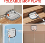 Mop and Bucket Set, Spin Mop with Self Seperates Dirty Water System, Square Mops for Floor Cleaning, 360 Rotating Foldable Standing Mop Head, Versatile Mops for Walls (Mop Bucket with 2 Pads)