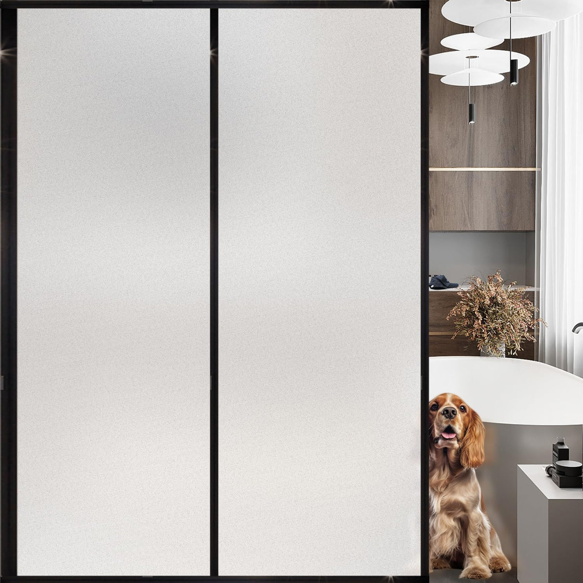 Window Privacy Film with Installation Tools, White Frosted, Static Cling, Anti UV, Heat Control, Ideal for Home Shower Office Glass Door (White Frosted, 45.2×314.9Inch)