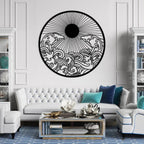 flyoak Metal Sun Wall Decor Outdoor, Sunrise Metal Wall Art, Metal Wave Wall Art, Sunrise and Wave Wall Decor, Sunburst Wall Art, Sunset Wall Art, Wall Hangings for Bedroom (White, 24x24in|60x60cm)