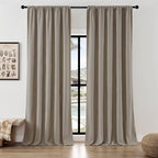 Joydeco Faux Linen Pinch Pleated Curtains 96 Inch Length, Light Filtering by JOYDECO