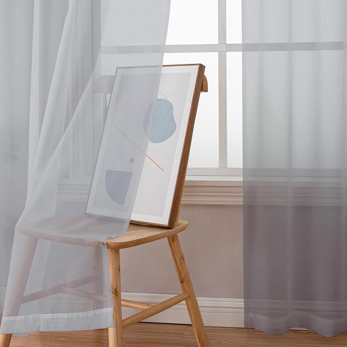 Light Grey Sheer Curtains 78 inches Long 2 Panels Set - Image 7