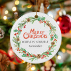 Personalized Christmas Ornaments 2025 Ceramic Custom Photo Picture Text Christmas Ornament Personalized Ornament Christmas Xmas Tree Decorations for Kids Couples Family Friends