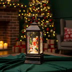 10'' Musical Snow Globe Lantern Lighted Snowman with Penguin Water Lantern Swirling Glittering Home Decoration and Gift, Battery Operated or USB Powered