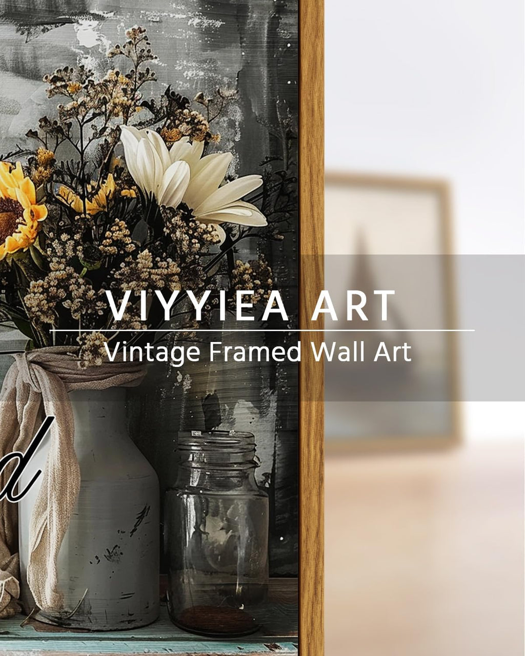 VIYYIEA Framed Canvas Wall Art Home Decor Bathroom Decor Farmhouse Flower Pictures and Quote Wall Decor Bath Canvas Prints Rustic Painting Aesthetic Home Decor for Living Room Bedroom Kitchen 8x10in