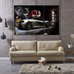 TUMOVO Wall Posters for Living Room Vintage Supercar Pictures Racing Car Concept Painting Canvas Modern Artwork Home Decor for Living Room Giclee Frame Stretched Ready to Hang 40 x 20inch x 3 Panels