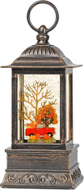 Fall Snow Globe Red Truck Lantern, Glitter Lighted Snow Globes Fall Decorations for Home, Light Up Snowglobe Fall Décor