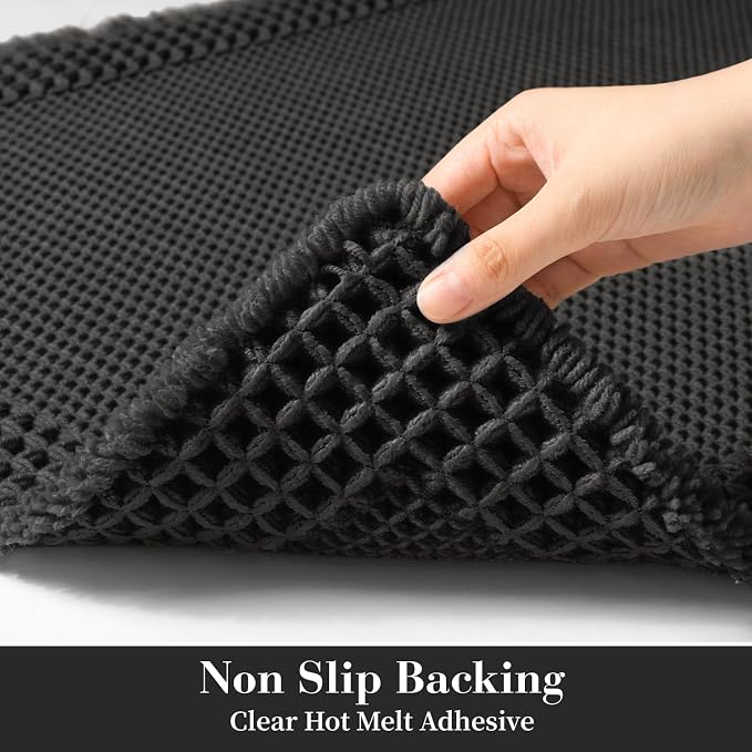 RESARE Waffle Bath Mat for Bathroom, Non Slip Bathroom Rugs 20"x32" Black | - Image 4