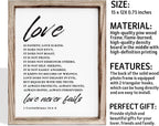 Love Wood Signs, Christian Wooden Wall Sign, Master Bedroom Signs, Inspirational Christian Gift, Home Decor, Framed Wall Plaque Sign 15 * 11.5 inches, Love is the Patient