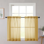 Chyhomenyc Gold Sheer Curtains 36 inch Length 2 Panels Set, Light Filtering by Chyhomenyc