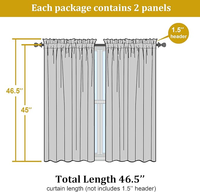 Aqua Kitchen Sheer Curtains for Bedroom Living Room 45 Inch Length, Soft Solid - Image 2