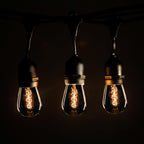 Hometown Evolution, Inc. E26 Outdoor Commercial String Lights with Suspended Socket for Weatherproof Heavy Duty Vintage Outside Lighting (S14 Zig Zag Edison 11 Watt Bulbs, 50 Foot 25 Socket)