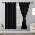 Grommet Blackout Curtains for Bedroom 60 x 72 Inches Black 2 Panels | Thermal - Image 8