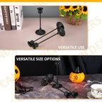 Taper Candle Holder Tall Vintage Metal Candlestick Holders Candle Stick Candelabra for Halloween Thanksgiving Christmas Holiday Wedding (Matt Black, 1 Set (3 pcs))