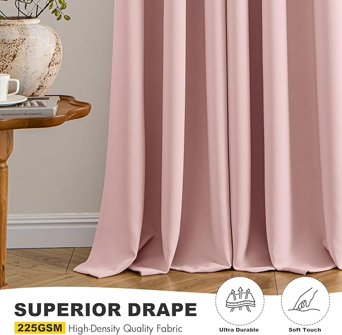 MIULEE Blackout Curtains for Bedroom 2 Panels 50 x 84 Inch Long Pink | Thermal - Image 5