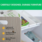 Humble Crew 9-Bin Toy Organizer – Hampton Sandwashed with White Plastic Bins, 3-Tier Storage Solution for Kids' Playrooms and Nurseries