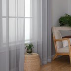 Chyhomenyc Sheer Curtains 63 Inch Length 2 Panels, Light Grey | Light Filtering - Image 6