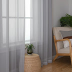 Sheer Curtains 96 inches Long for Bedroom Living Room, Solid Light Gray Soft - Image 5