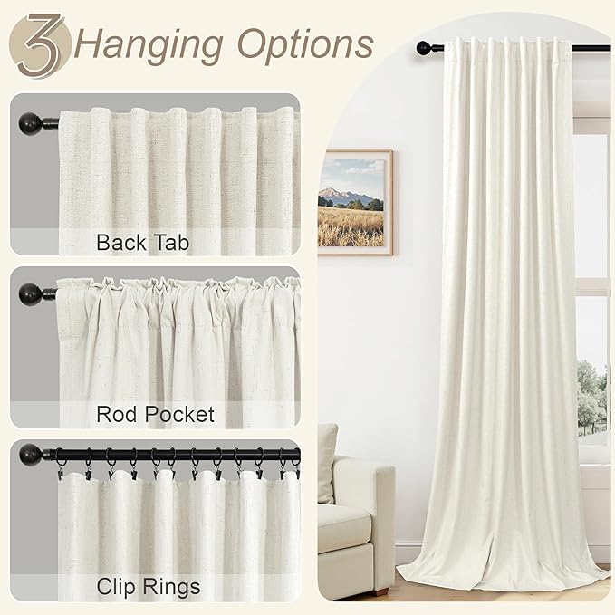 Neutral Blackout Curtains 132 Inches Long Elegant Villa Cottage Cabin 12 Foot - Image 6