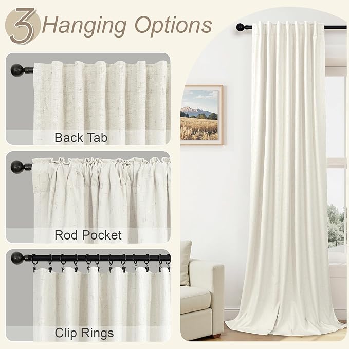 Extra Wide 100 Inch Width Linen Blackout Curtain 84 Inches Long 1 Panel Thick - Image 6