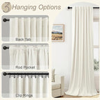 Pitalk Curtains for Living Room 90 Inch Long Blackout Linen Boho Black Out - Image 6