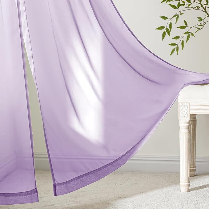 MIULEE Light Purple Sheer Curtains 72 Inches Long 4 Panels 42 x 72 Inches | - Image 5