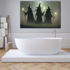 JFHCQJPK Vintage 3 witches canvas wall decor melancholy dark Halloween poster wall decor holding a staff print Gothic horror Halloween painting print for living room bedroom12x16in Frameless