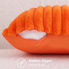 decorUhome Fall Faux Fur Throw Pillow Covers 26x26 Set of 2 Orange | Decorative - Image 3