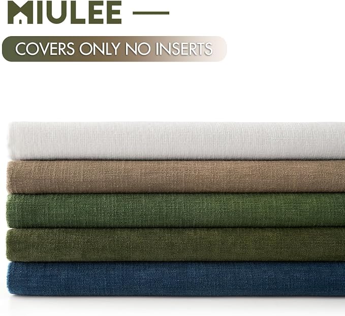 MIULEE Olive Green Chenille Couch Throw Pillow Covers, 20x20 | Set of 2 - Image 8